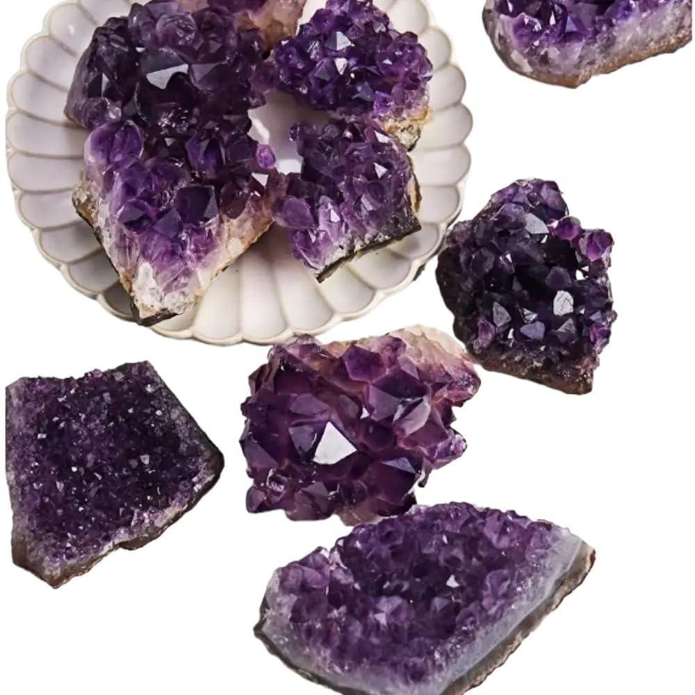 AARTERZZA 1pc 100-150g Raw Amethyst Stone Purple Crystals Rock Quartz Cluster