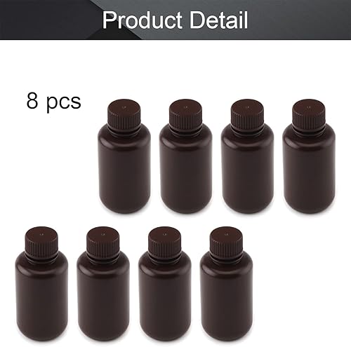 Miniatura 4 de Othmro 8 botellas de plástico de reactivo químico de laboratorio, 3.4 fl oz3.4 oz de boca pequeña líquidosólido redondo recipientes de