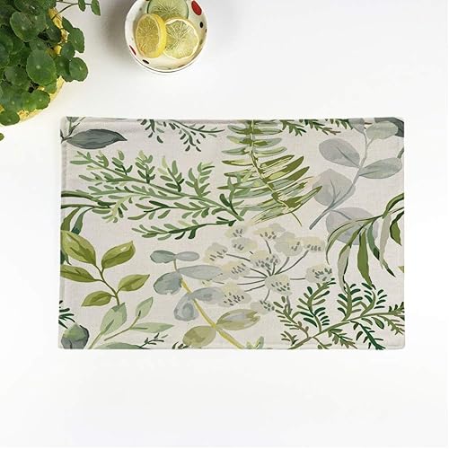 rouihot Juego de 6 manteles individuales con patrón de bosque, hojas verdes, helecho, floral, naturaleza, delicado, antideslizante, tapete para mesa