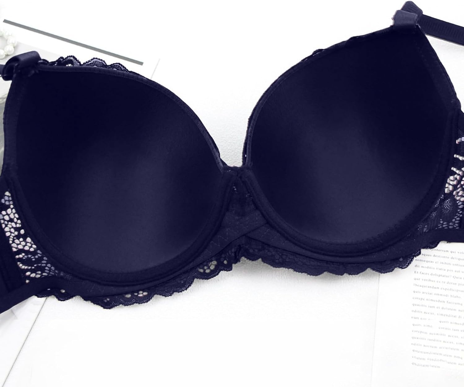 Full Lace Sexy Fashion Lingerie Large Size Bra Removable Double Shoulder Straps Back Double Buckle Bra