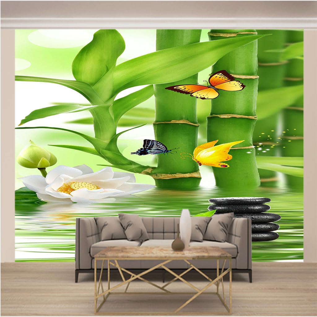 Papier peint panoramique 3d chambre salon grand format bambou vert