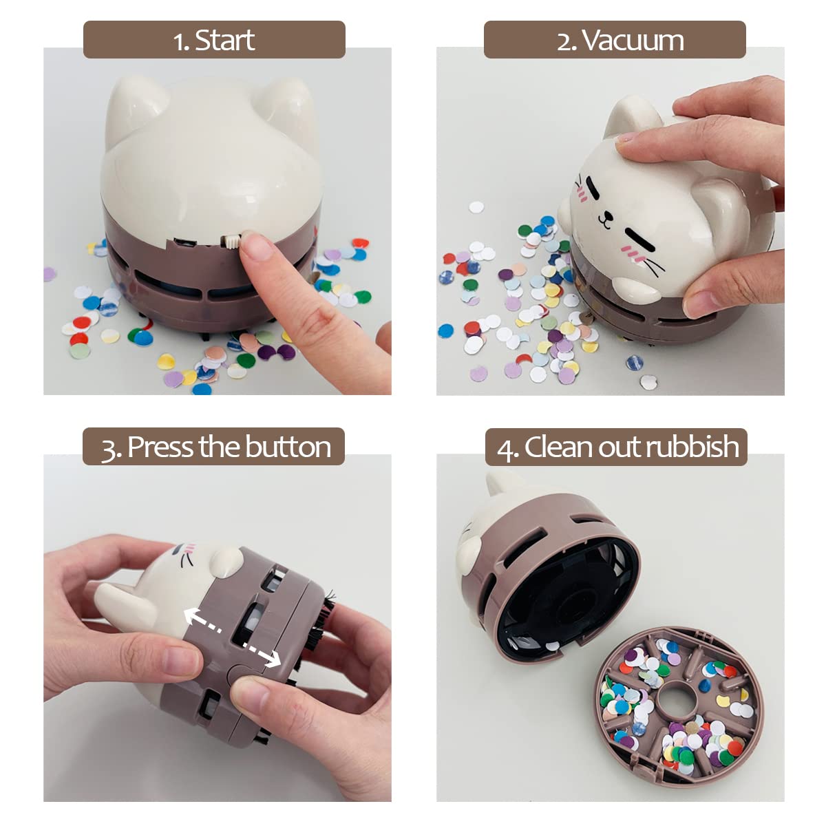 allydrew Mini aspirapolvere portatile USB da tavolo, gatto moka