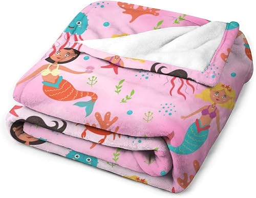 Miniatura 7 de Manta de sirena para regalo, manta de franela de vellón de 40 x 50 pulgadas, suave y ligera, decoración de la habitación, acogedora felpa para