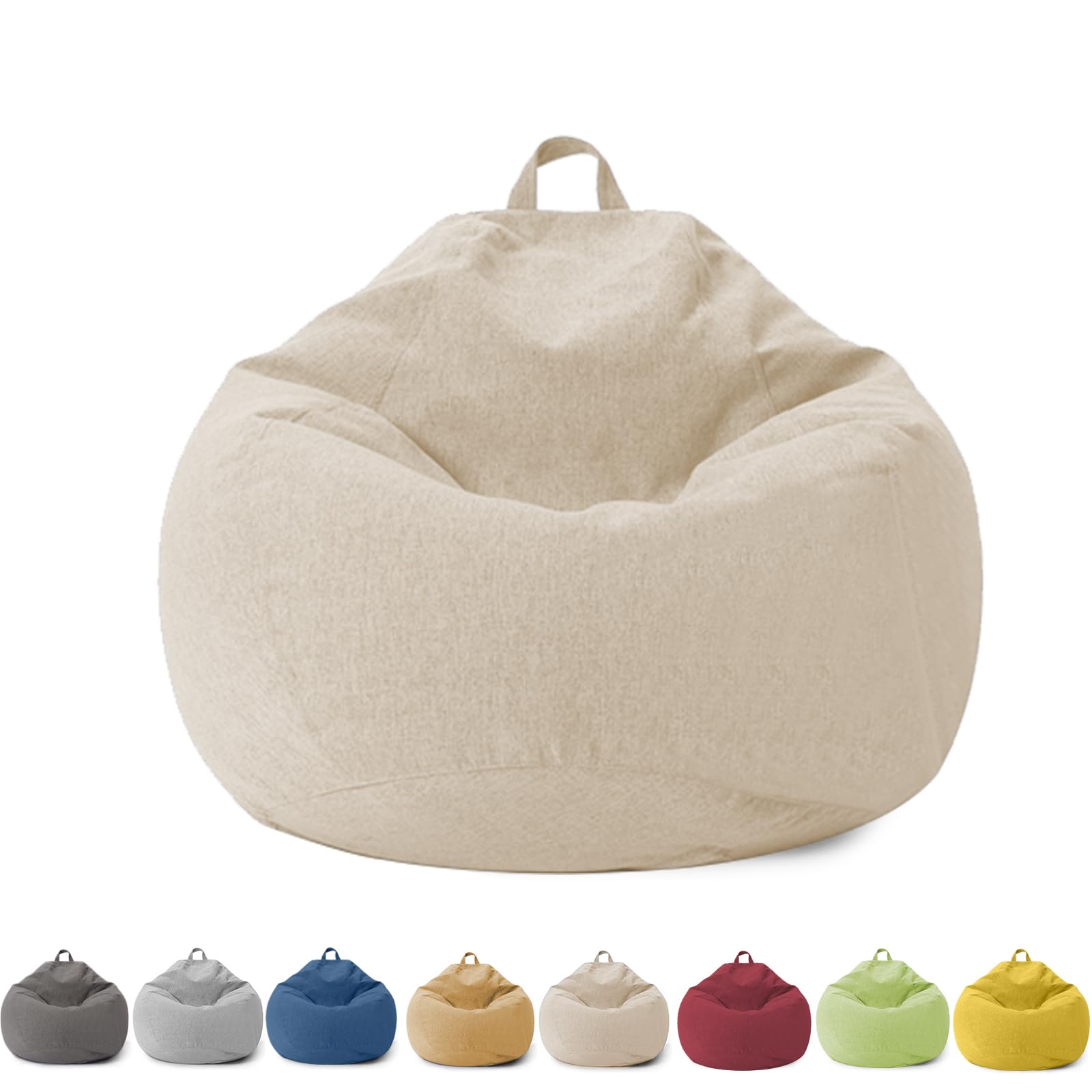 BOYIFEIJIE Bean Bag Children, Adults, Bean Bag Cover Without Filling, with Zip, for Adults and Children, 100 x 120 cm Bean Bag Chair for Bedroom, Office, Living Room, Patio (Beige)