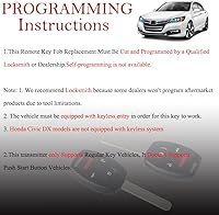 Vista 3 de MechanMagic Llavero de repuesto para Honda Civic EX Si Hybrid 2006 2007 2008 2009 2010 2011 2012 2013 Acura Mdx 2007-2013 N5F-S0084A Control remoto