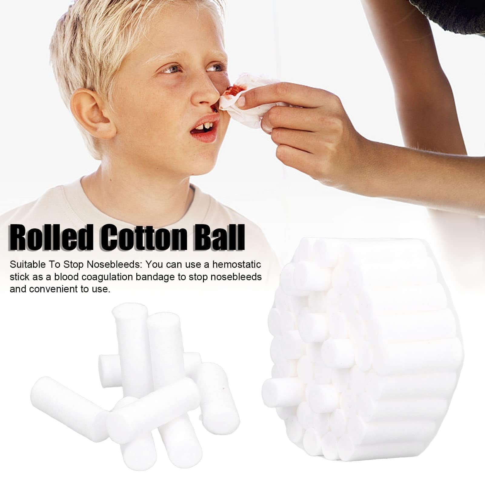 Agatige 100 Pezzi Tappo di sanguinamento nasale per Bambini, tampone di Cotone emostatico Altamente Assorbente per Bocca e Naso