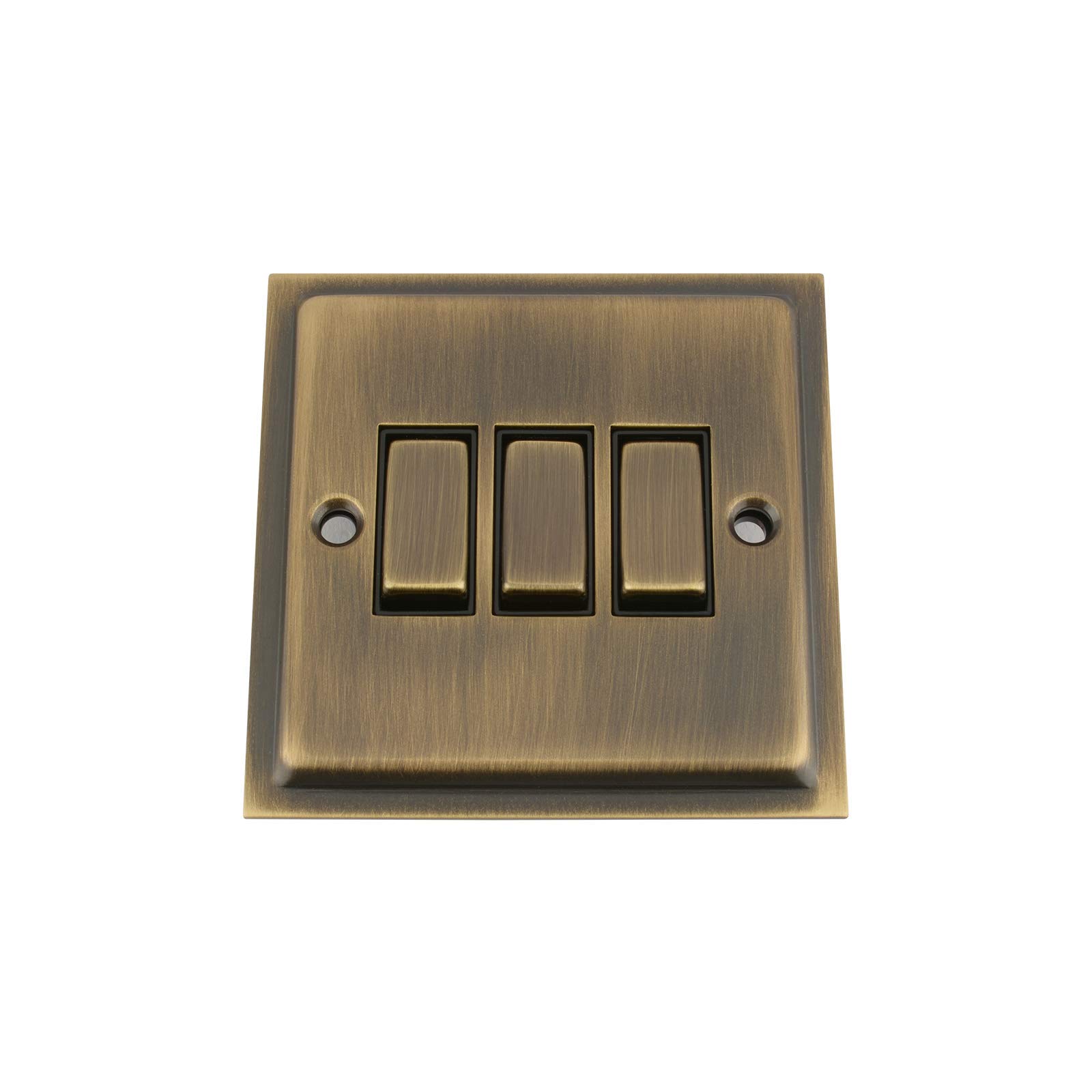 A5 Products Black Antique Brass Slimline/Elegance Switch 3 Gang Insert Metal Rocker Switch