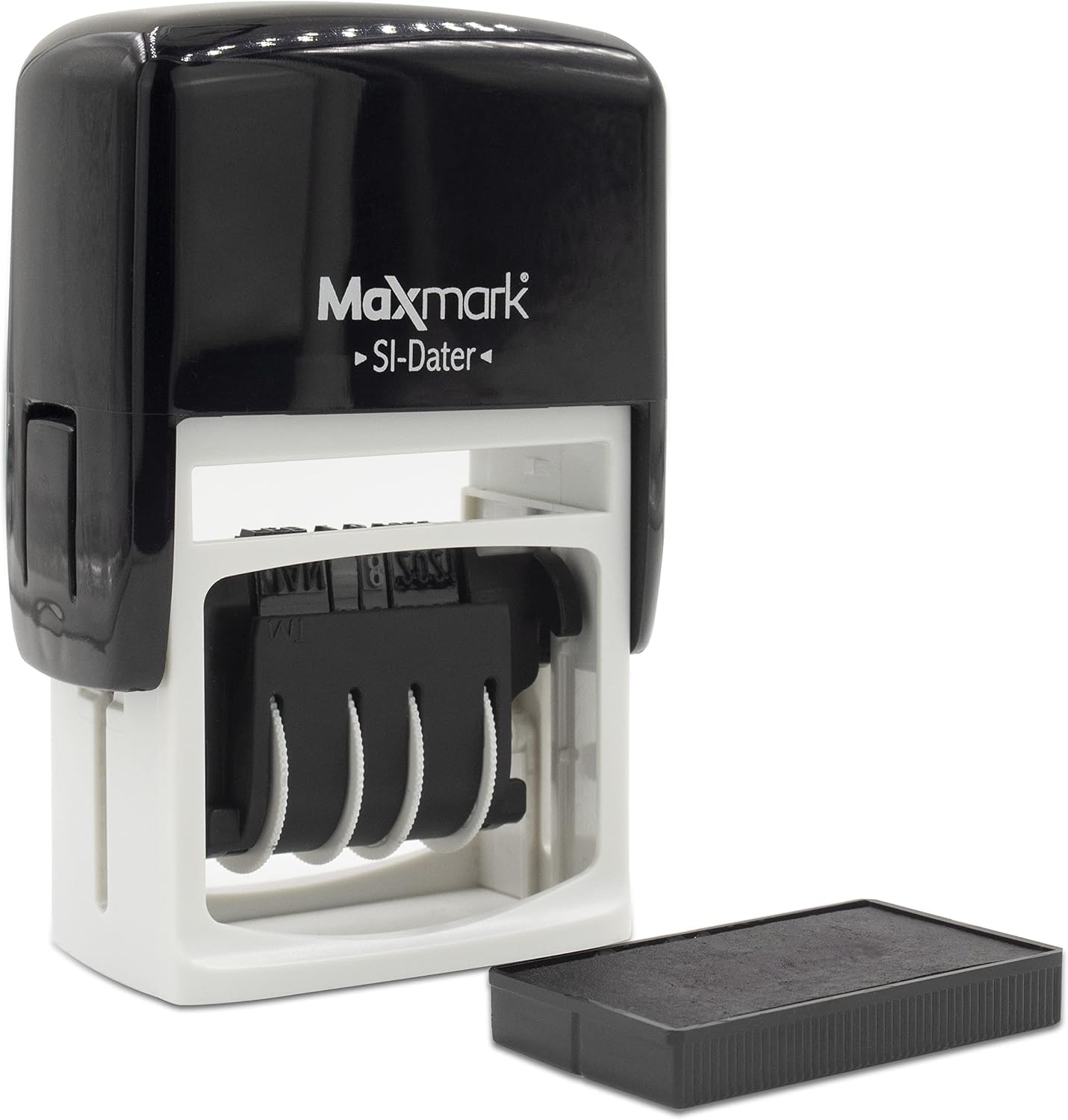 MaxMark Dater 4000 - Timbro autoinchiostrante con data, confezione da 2, colore: Blu