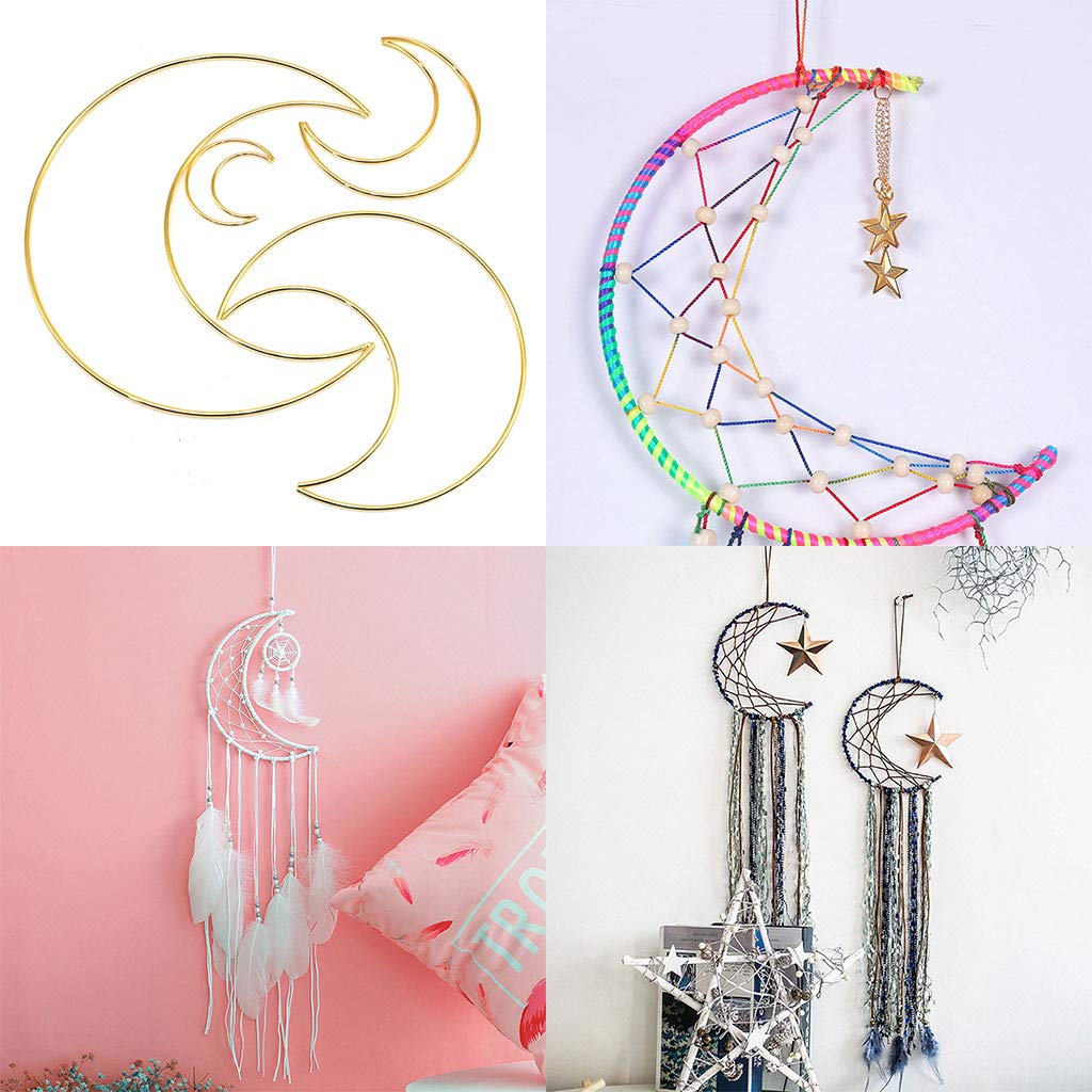 50-200mm Moon Shaped Dream Catcher Frame for Handmade Making Wall Decor Metal Moon Hoop