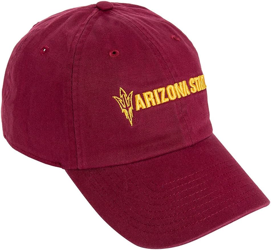 Desert Cactus Arizona State University Baseball Hat ASU Sun Devils Brimmed Embroidered Hats Cap Adjustable Cloth Strap Adult (Style H1) Red