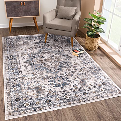 Bloom Rugs 8 X 10 Rug - Light Blue/Gray Traditional Persian Area Rug For Living Room, Bedroom, Dining Room, And Kitchen - Exact Size: 7'5" X 10' #TOP30