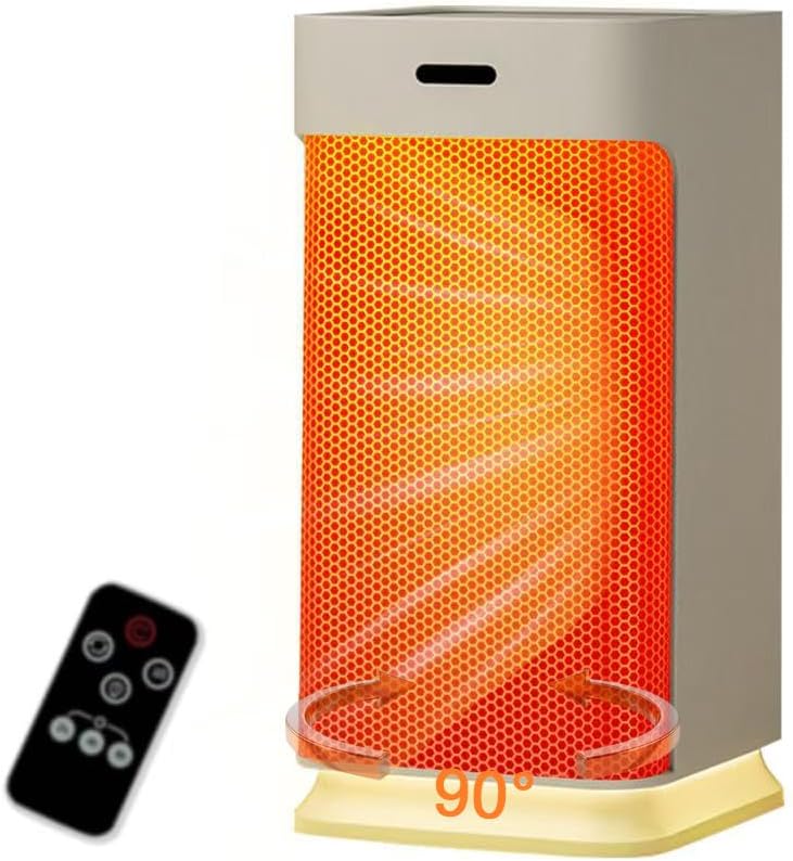 Space Heater Indoor - Energy Efficient Portable Heater with Adjustable Thermostat,1200W PTC Rapid Heating Ceramic Technology with Remote,Intelligent Timing (White, LW012)