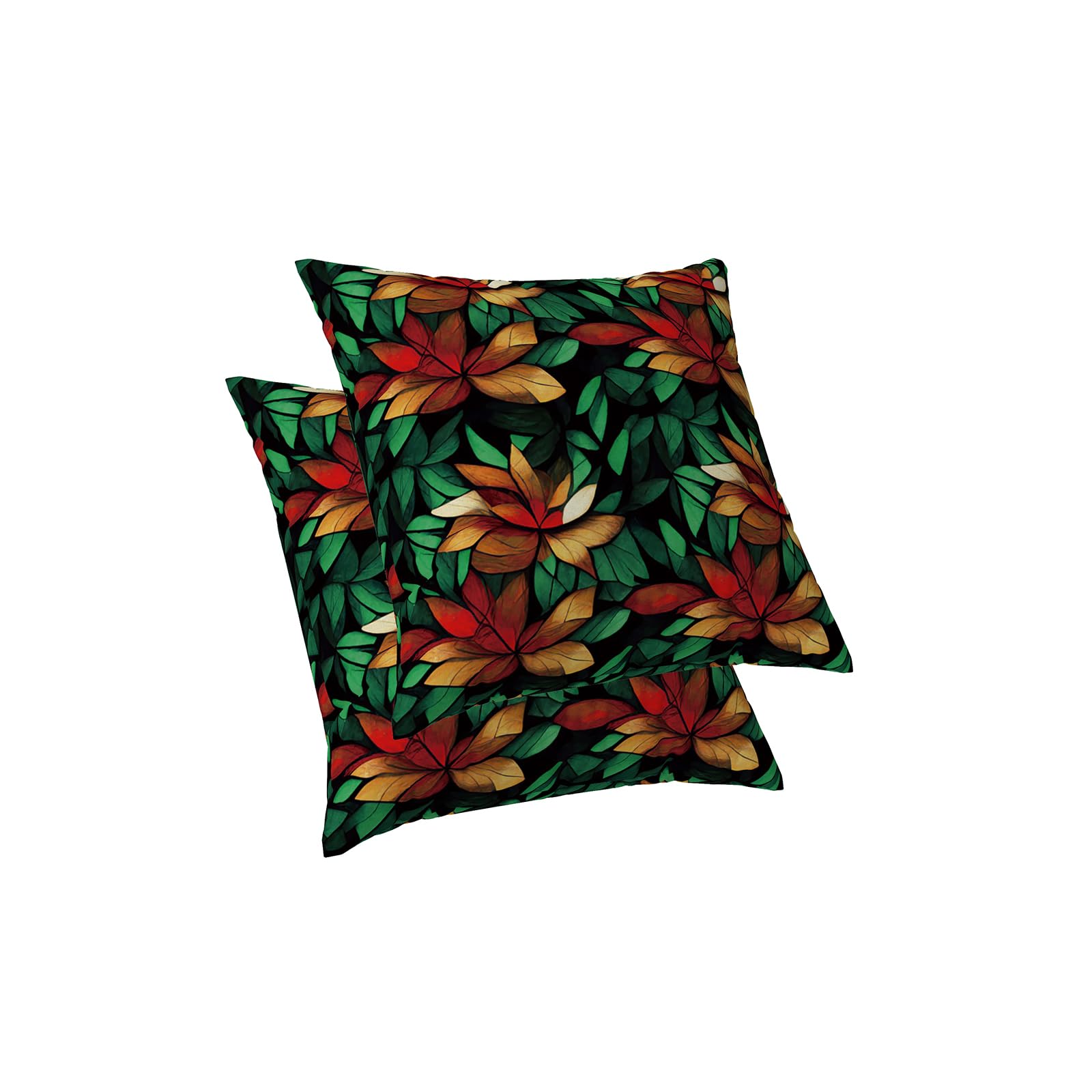 ggaimwf Pack of 2 Leaf Cushion Covers Orange Green Plants Leaves Abstract Modern Art Throw Pillow Cases for Men Women Home Bedroom Living Room Terrace Sofa Bench Decoration 50x50cm