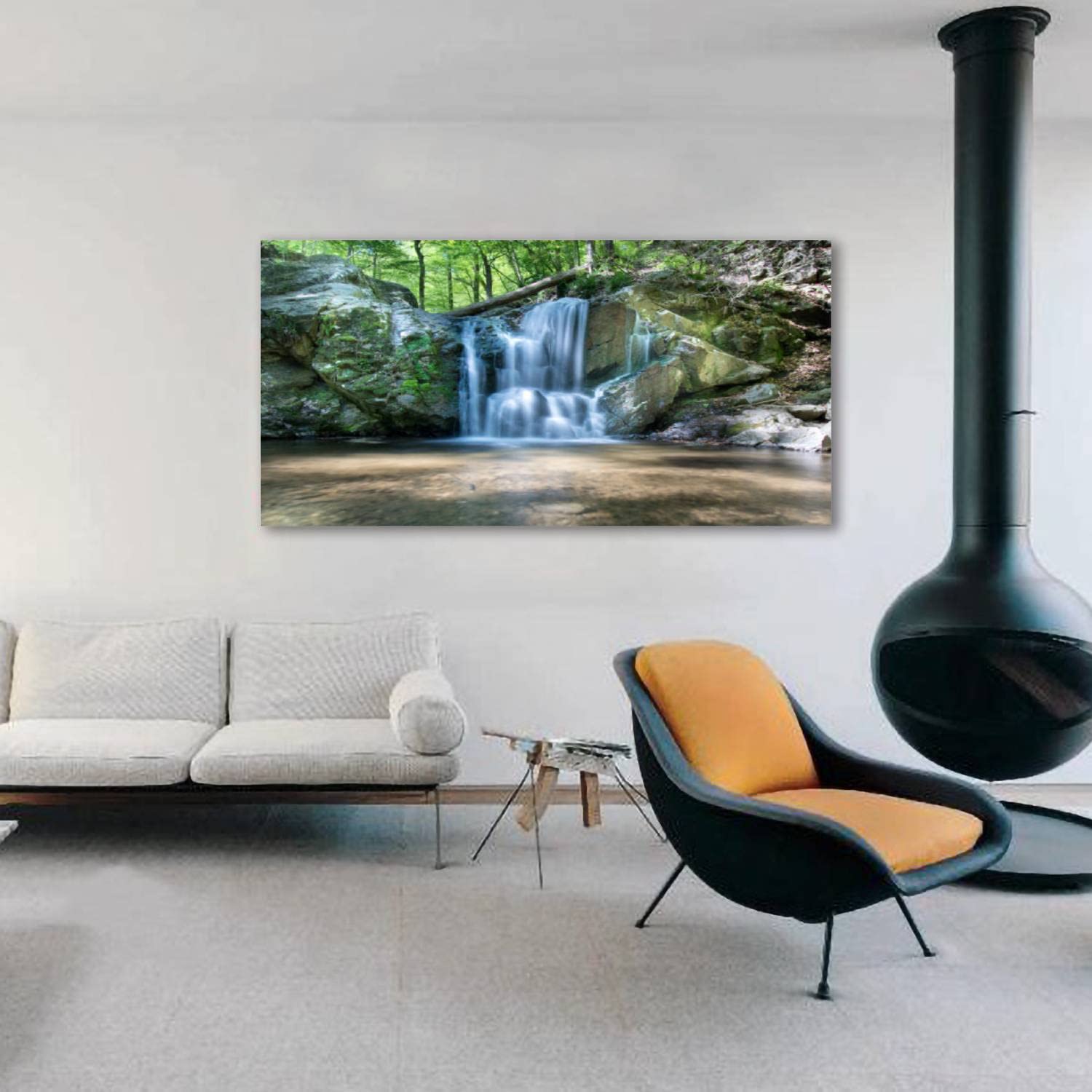 Canvas Wall Art Smoky Mountains National Park Waterfall Nature Print Picture Poster Artwork Framed Paintings Large Size Wall Decor for Living Room Bedroom Office Ready to Hang