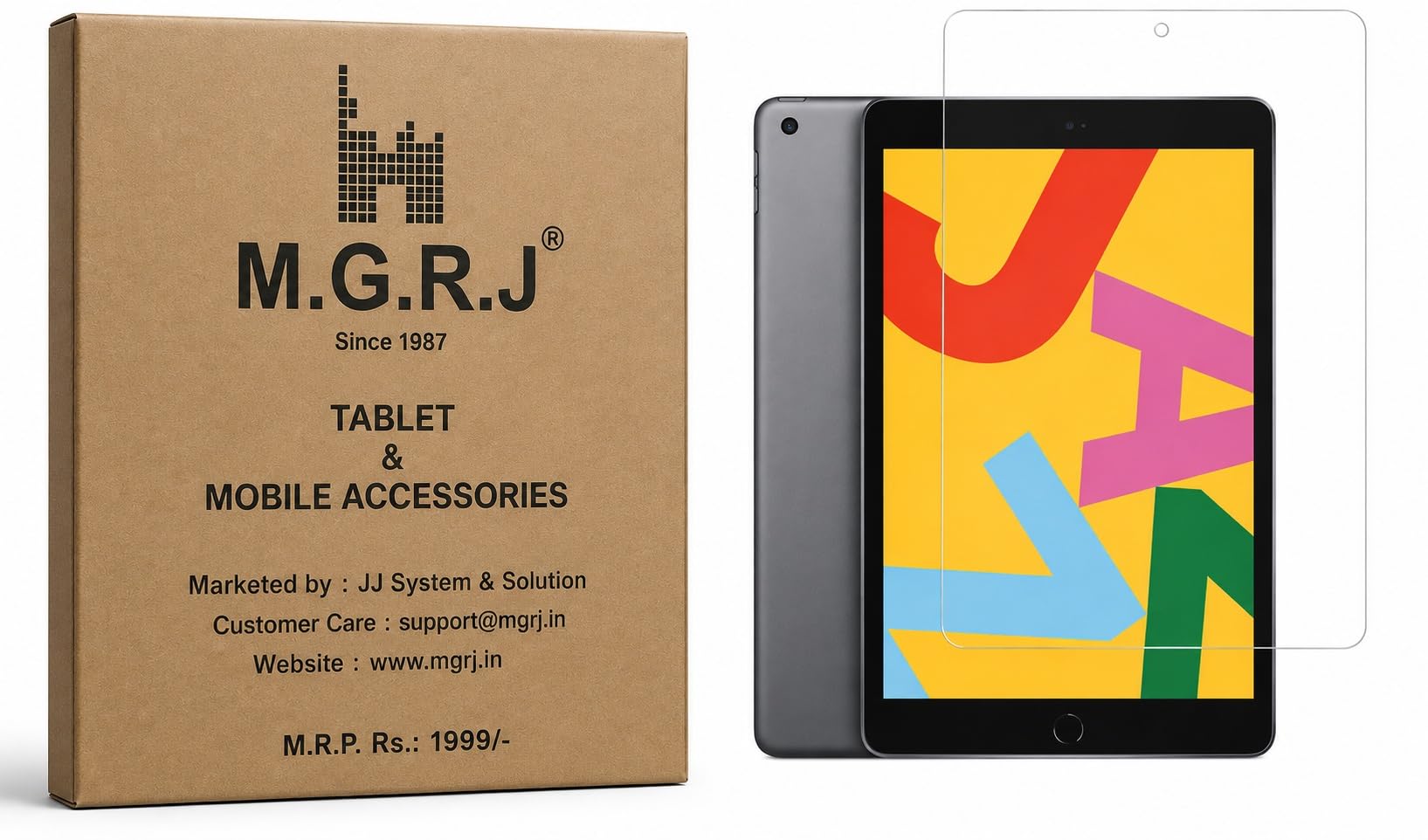 m.g.r.j® tempered glass screen protector compatible with ipad 10.2 9th gen (2021) / 8th gen (2020) / 7th gen (2019) (pack of 1)