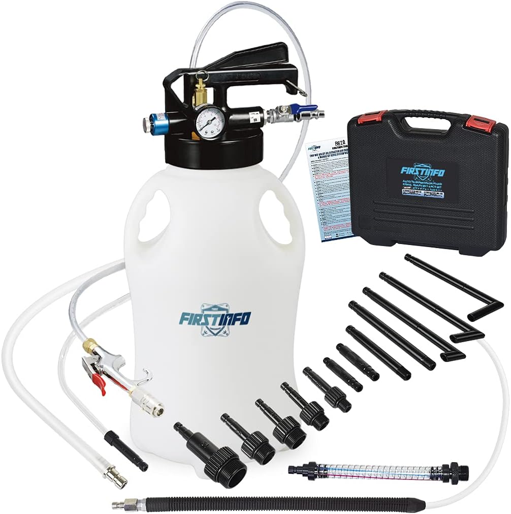 70% Off Discount FIRSTINFO A1135NUS US. DE. Patent 10 Liter ATF Dispenser/Auto Transmission Fluid fill/Extract Kit with 14 Pieces OE Style #39~#56 Transmission Filling Adapters