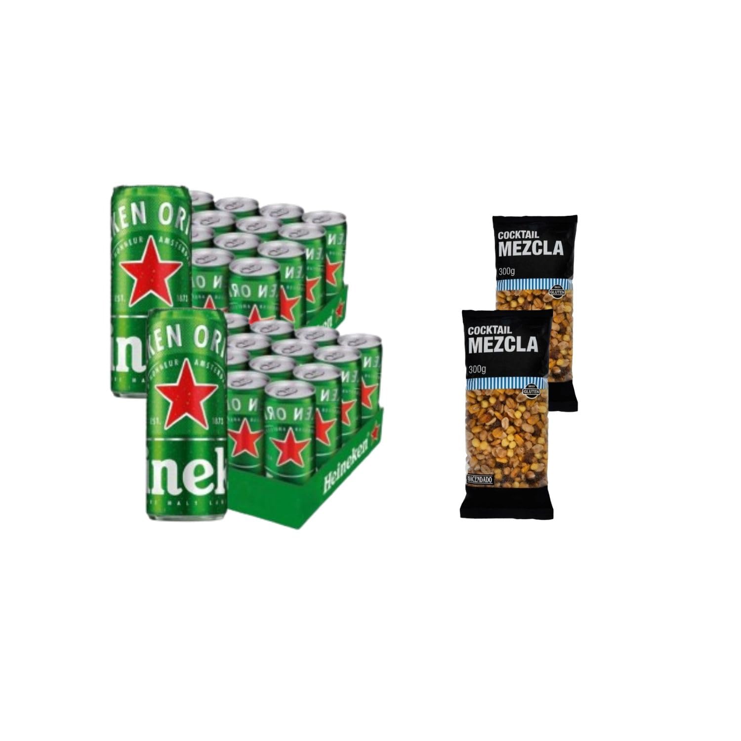 UBOON - Cerveza Lager Pack Lata, 24 x 50cl Suave Sabor, Refrescante y con Espuma Firme + ¡Incluye Dos Cocktail mezcla Mercadona de Regalo
