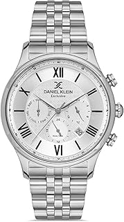 Daniel Klein Watch for Men, Quartz Movement, Analog Display, Silver Metal Strap-DK.1.13288-1