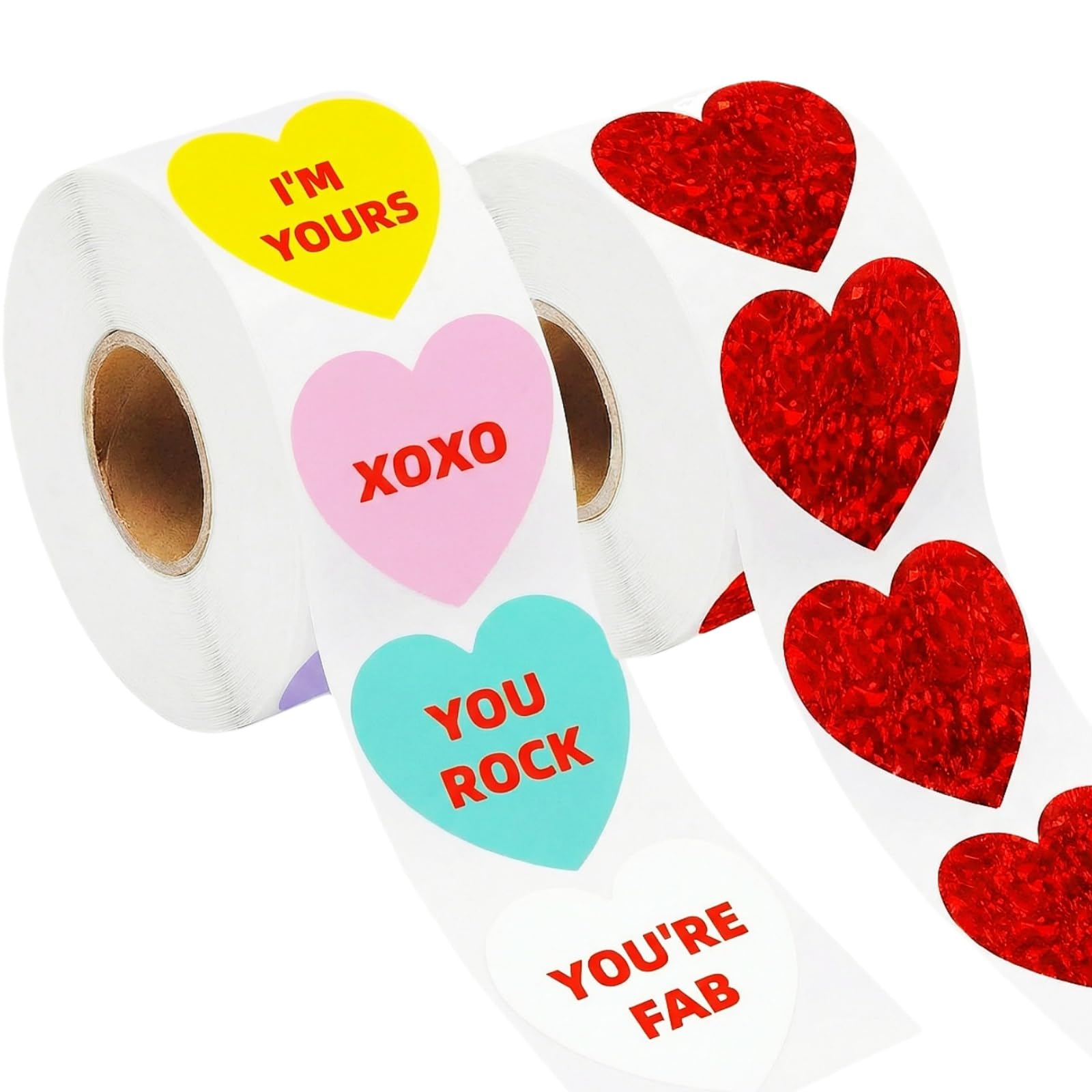 1000PCS Valentines Heart Stickers for Kids, 1.5" Valentines Day Stickers Love Decorations Accessories Labels for Anniversaries Wedding Crafts Classrooms Decorations Valentines Cards 2 Rolls
