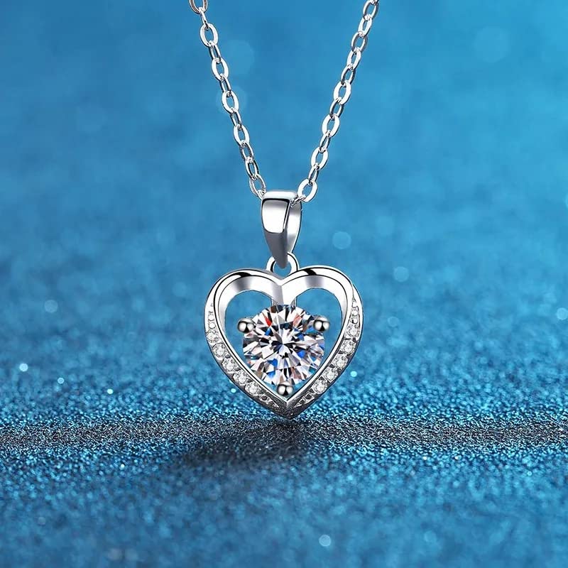 Pendentif moissanite coeur de prestige éclat 1 carat et argent s925 durable