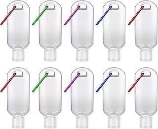 TOPBATHY 10pcs 50ml Refillable Bottles Travel Hand Soap Containers Transparent Empty Bottles Liquid Containers With Hook (Random Color)