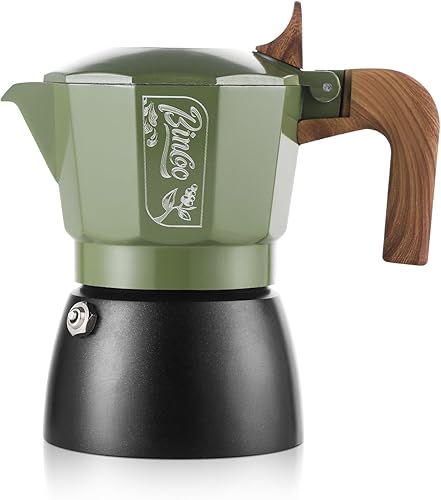 Bincoo Estufa pequeña para hacer café expreso, 2 tazas, olla de café expreso, cafetera italiana de 4.1 fl oz para café con leche capuchino, cafetera