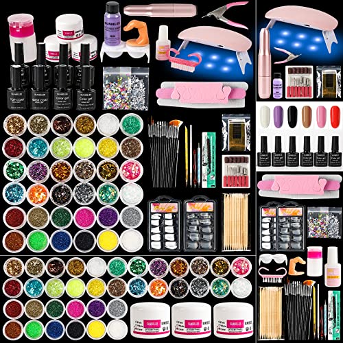 Professional Acrylic Nail Kit with UV Light, Gel Polish, Drill,
