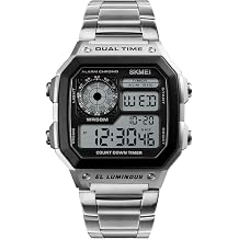 Men's Digital Multi-Function Watches Dual Time Alarm Stopwatch Countdown Backlight Waterproof Watch