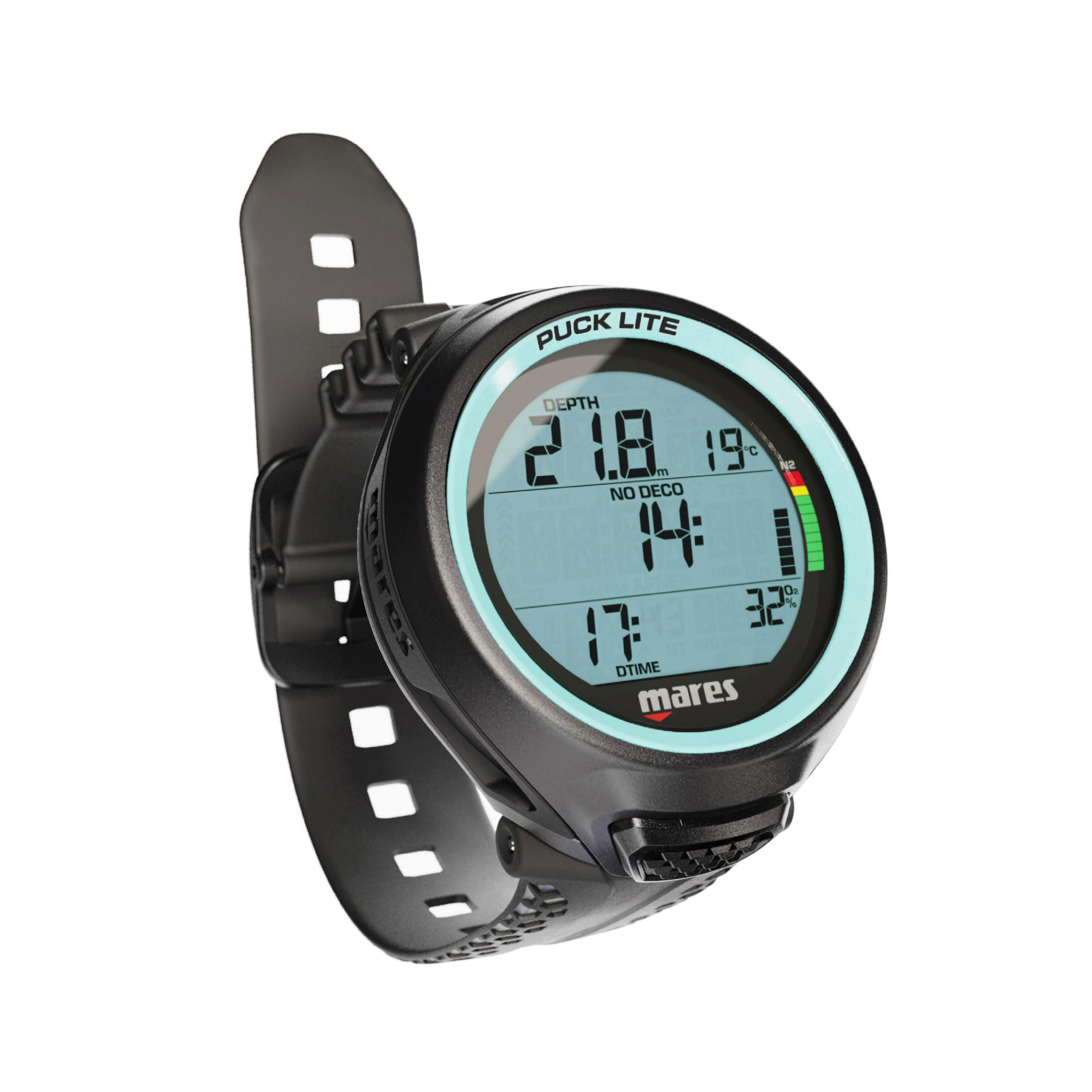 Mares Puck Lite Ordinateur de Plongée sous-​marine | Ordinateur de plongée sous-​marine pour la plongée libre avec style de montre et contrôle à un bouton - Aqua