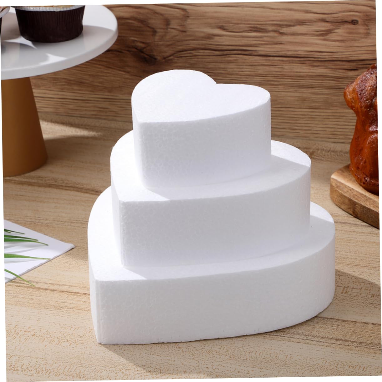 3 Pièces Moule à Gâteau Mousse Blanc Forme de Cœur pour Décoration de Gâteaux Pratique de Pâtisserie pour Saint Valentin et Mariage
