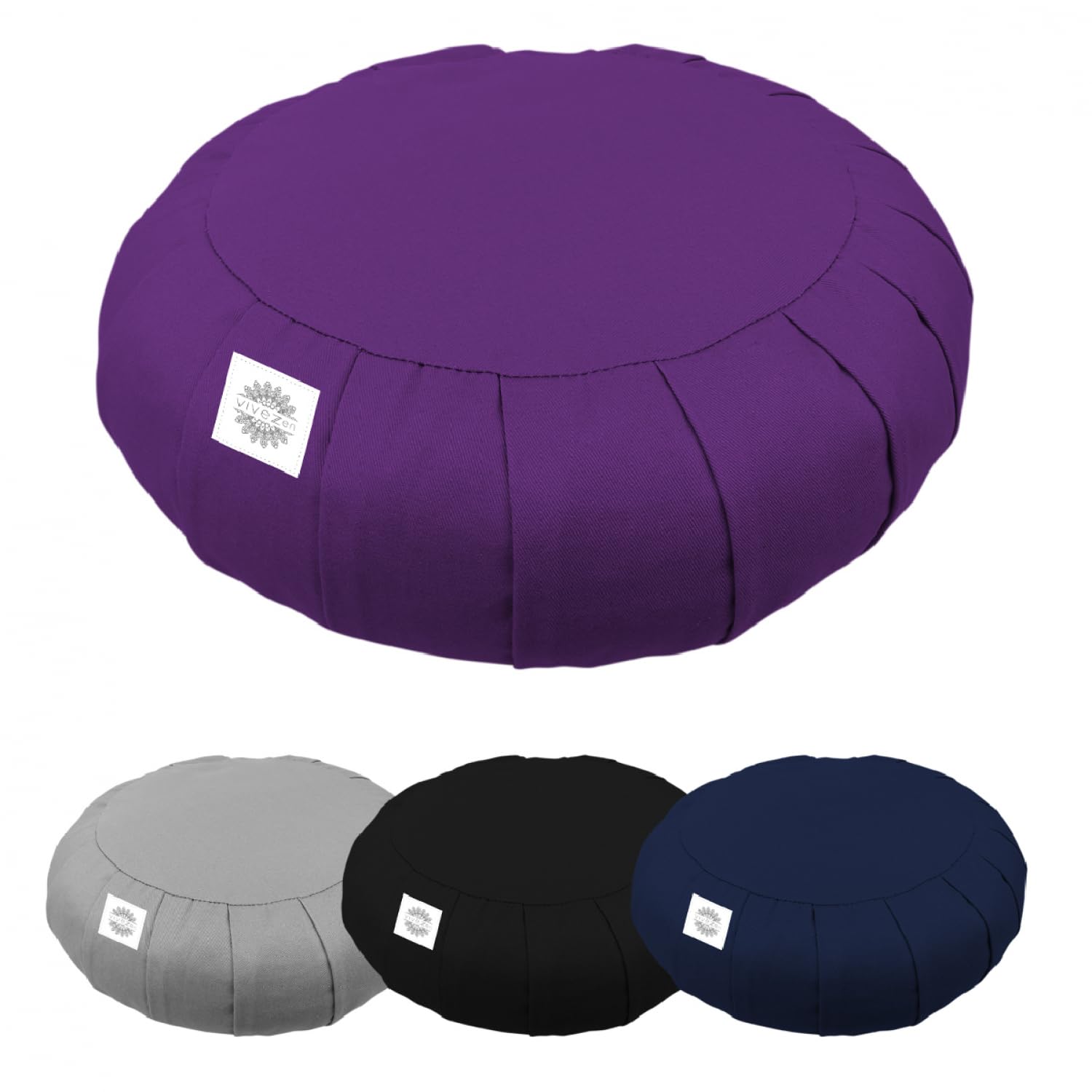 Vivezen - Pouf, zafu, coussin de méditation, yoga - Rond - 38 x 38 x 13 cm - Plusieurs coloris
