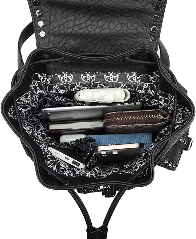 ★入手困難★【JUNENTER】[JUNENTER] スカルバックパック フード付きスカル ゴシック リュックサック リベットスタッズ ジッパー ショルダーバッグ