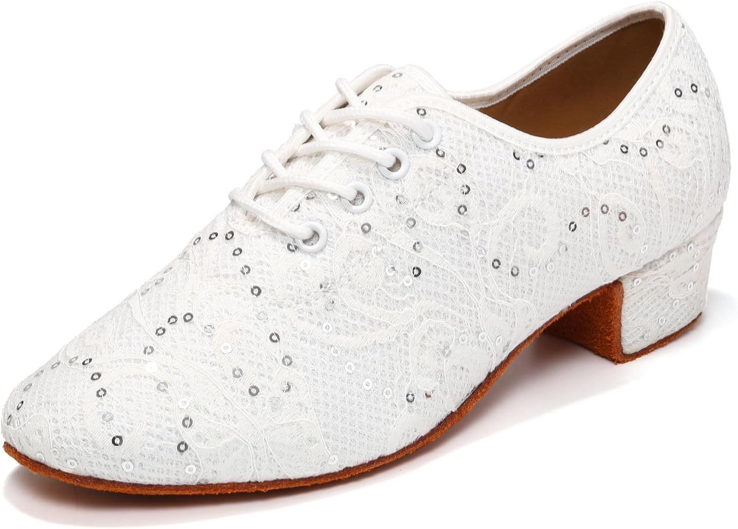 Women Ballroom Dance Shoes Lace up Latin Salsa Practice Dance Teaching Shoes,Model LPWMMD