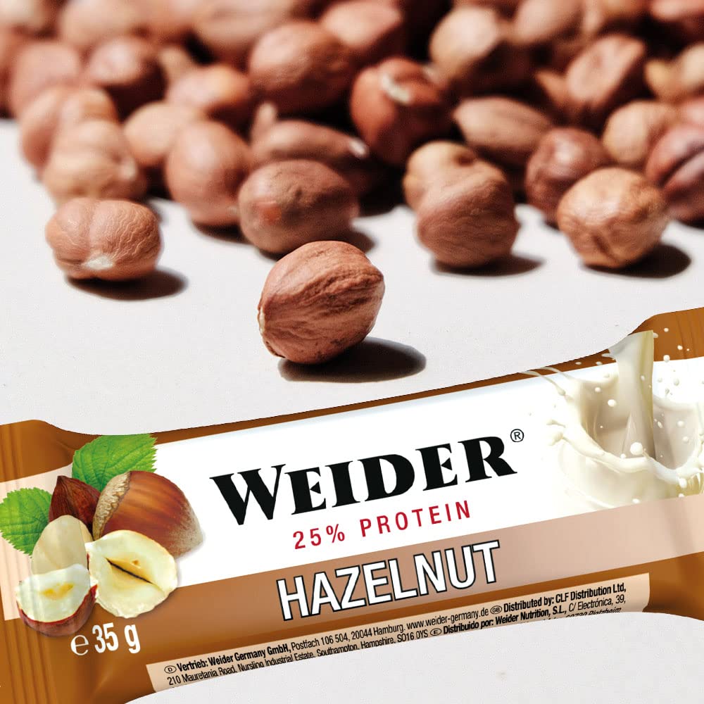 WEIDER Fitness Proteinriegel, leckere Eiweißriegel mit Schokolade, kleiner Protein Snack für Zwischendurch, praktischer Energieriegel für unterwegs, Box mit 24 x 35 g