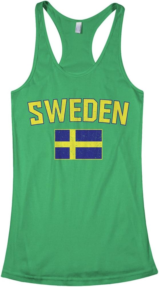 Threadrock Women's Sweden Flag Racerback Tank Top