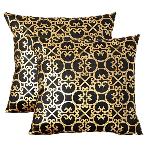 Betadistor Set of 2 Velvet Black Cushion Covers Soft Decorative S...