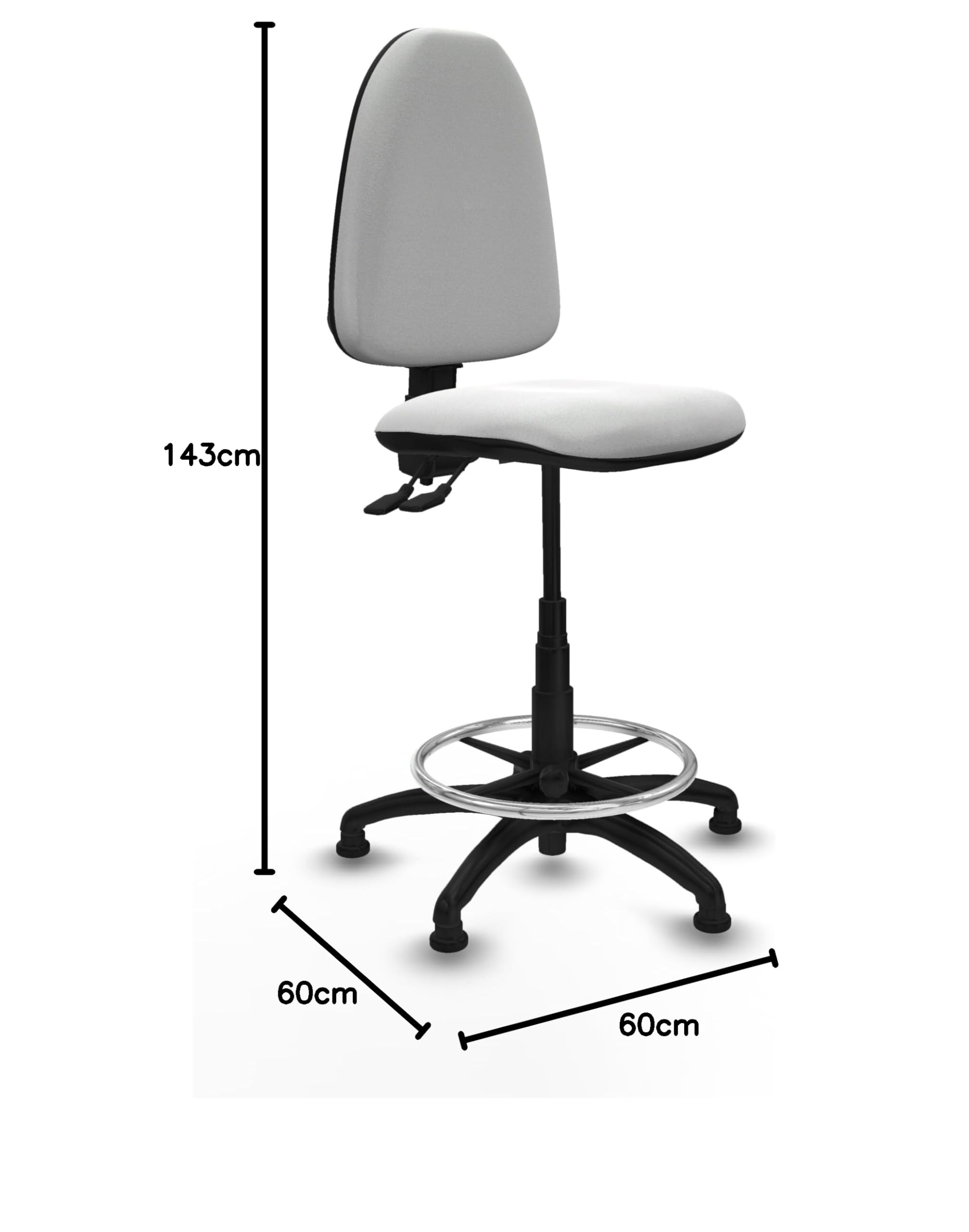 Piqueras y Crespo Taburete Aýna Taburete Alto de Oficina con Ruedas, Ideal como Taburete Taller mecánico y Taburete para Escritorio, con Respaldo Regulable en Altura