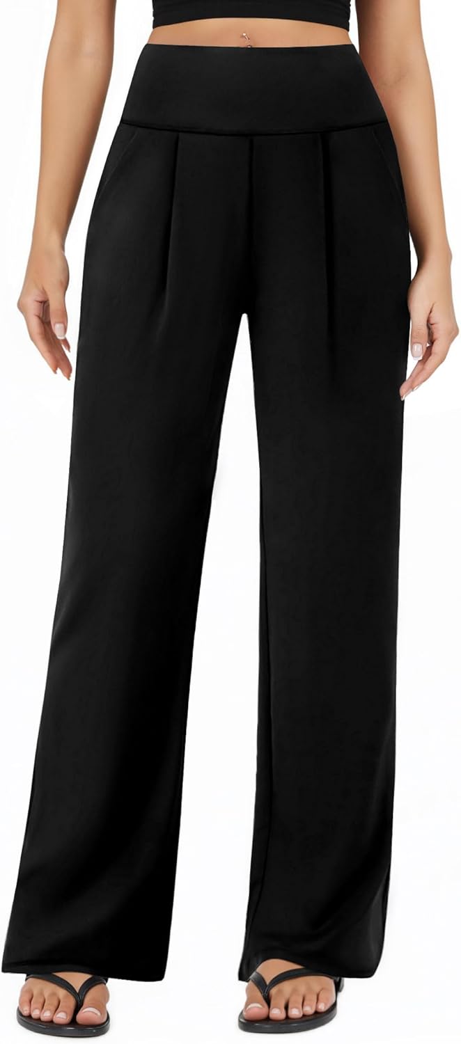 FireSwan Wide Leg Yoga Pants for Women Work Palazzo Pants with Pockets Casual Lounge Dress Trousers