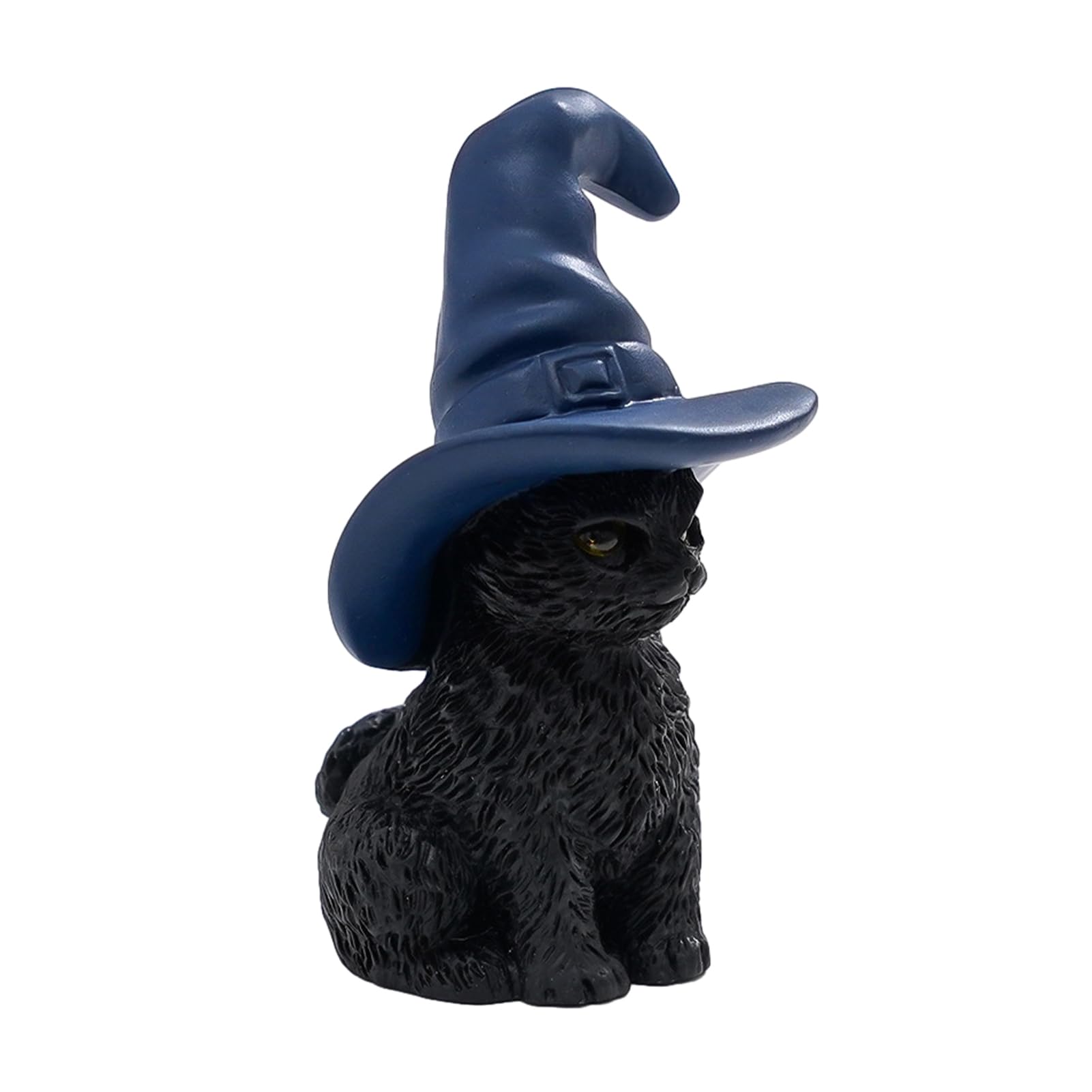 Quoravel Resin Halloween Cat Figurine, Witch Hat Moon Pumpkin Skull Statue, Black White Cat Decor for Tabletop Mantel Shelf Desk, Spooky Night Witch Cat