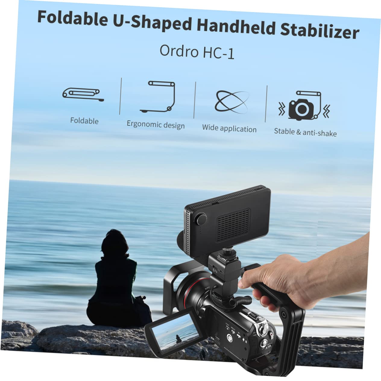 Uonlytech Estabilizador de Cámara Plegable Multiusos para DSLR, Soporte de Mano Tornillo 1/4, Ranura, para Vídeo