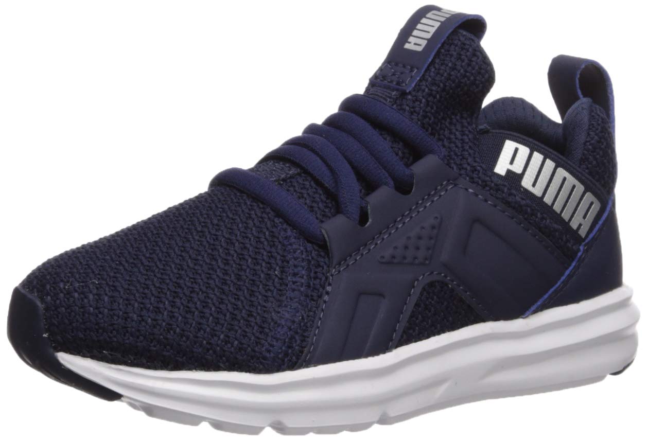 PUMA unisex child Enzo Slip on Sneaker, Peacoat-puma Silver-puma White, 12 Little Kid US