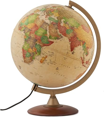 Waypoint Geographic Journey Globe, globo de mundo antiguo iluminado de estilo océano de 12 pulgadas, globo actualizado, diseño duradero, globo de