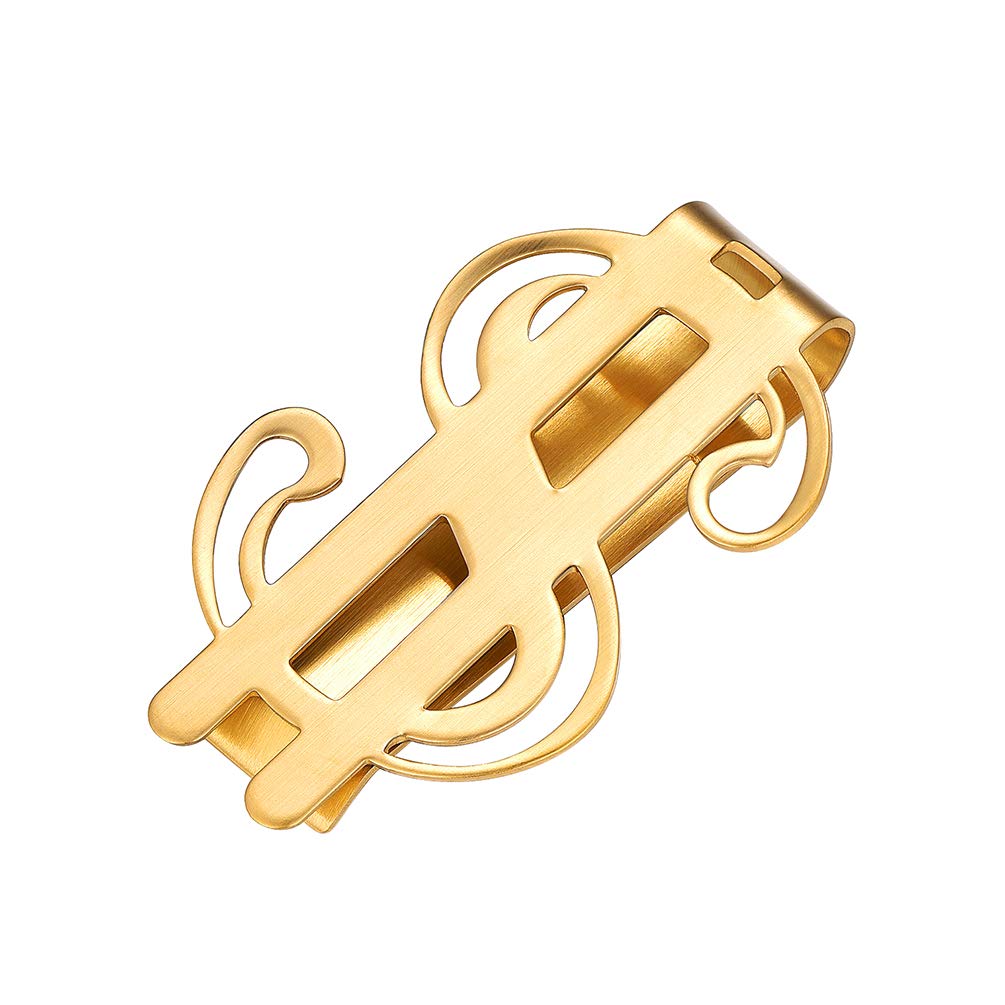PROSTEEL Herren Geldscheinklammer 18k vergoldet Geldclip mit Dollar Zeichen Halter für Visitenkarte Kreditkarte Geldscheine Brieftasche Vatertag Neujahr