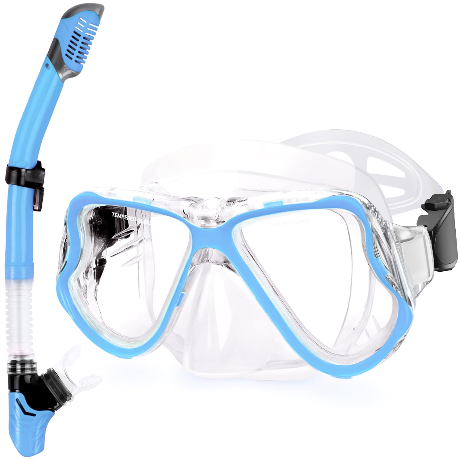 Greatever Snorkeling Gear for Adults Kids, Dry Snorkel Mask Set Anti-Fog