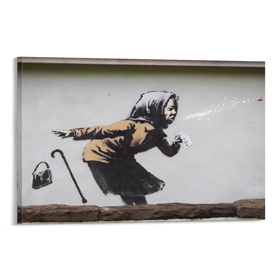 バンクシーポスターBanksy poster「逆立ちする女性」 バンクシーアートポスター Banksy 逆立ちする女性 フレーム額装