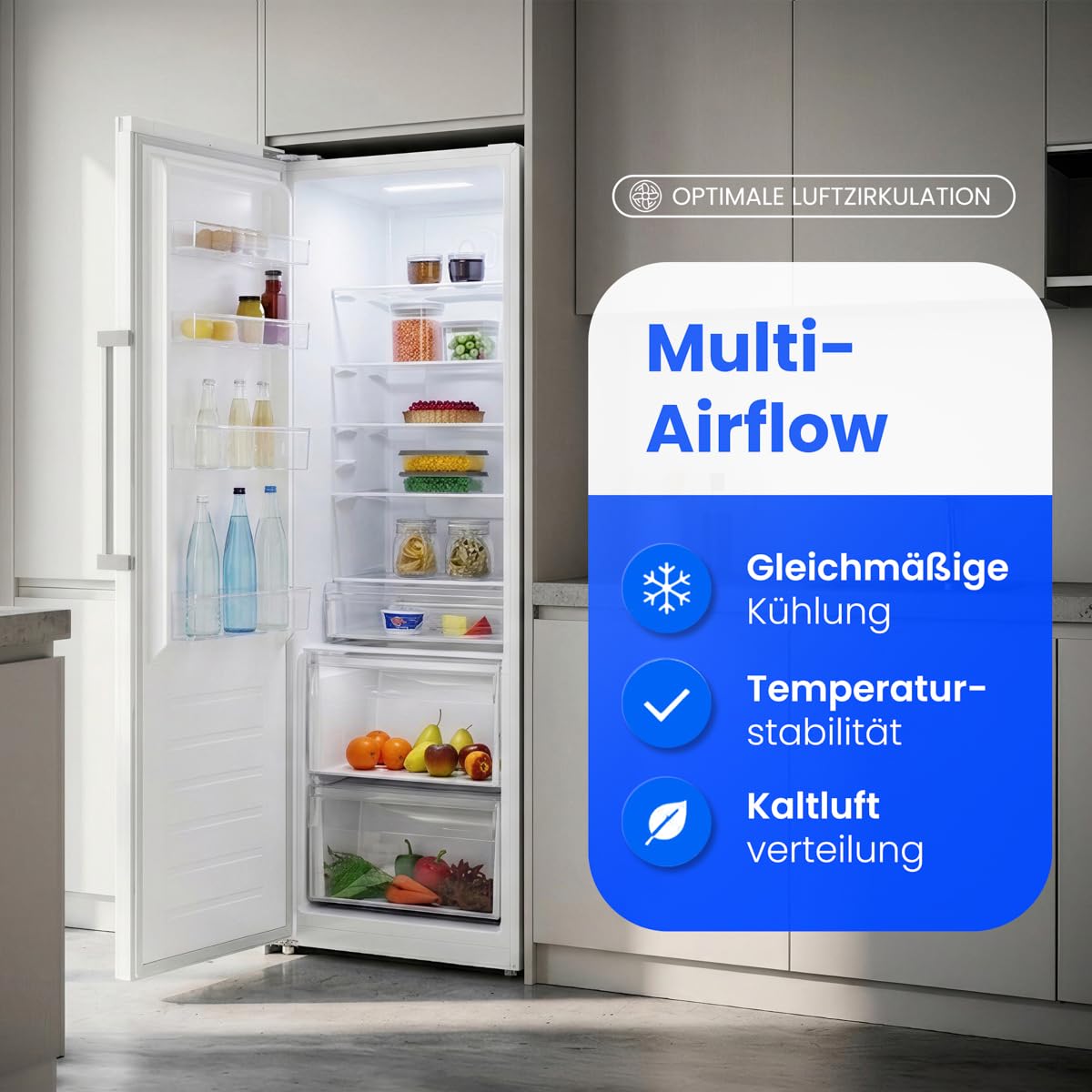 Bomann® Kühlschrank ohne Gefrierfach | XXL Getränkekühlschrank groß | Energieklasse D | 185cm | 2 bis 8°C | 5 Jahre Kompressor-Garantie | MultiAirflow | Fridge | Flaschenkühlschrank | VS 7372 weiß