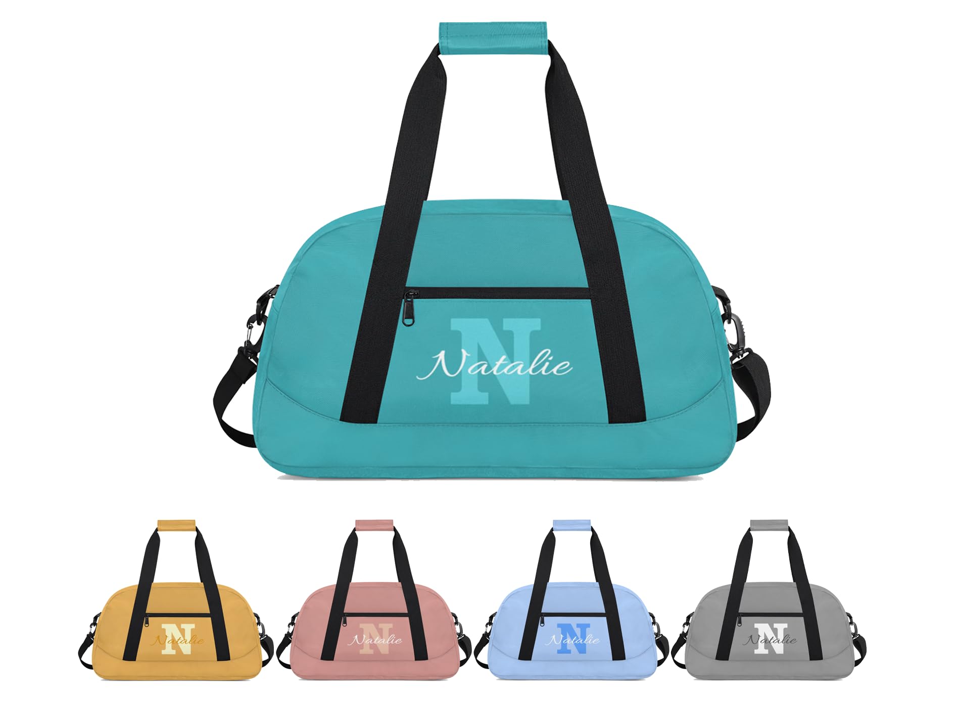 SPYORBKX Personalize Custom Kids Duffel Bags with Name - On Overnight Travel Gym Lightweight Dance Sports Bags For Girls Boys Kids, Blue Green