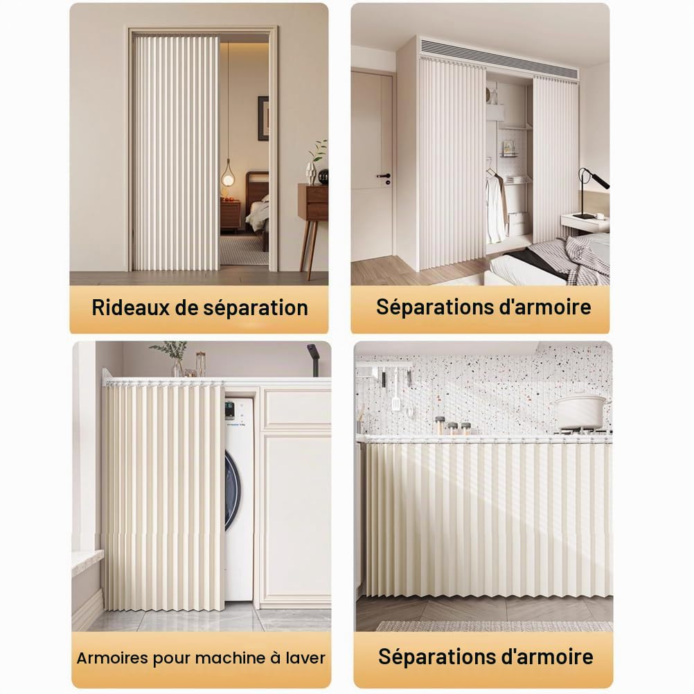 Générique Rideau De Placard Coulissant avec Fermeture Magnétique, Rideau De Placard Anti-Poussière pour étagère Ouverte avec Rail, Rideau De Porte D'armoire De Cuisine,A1,Track W90/Curtain H200cm