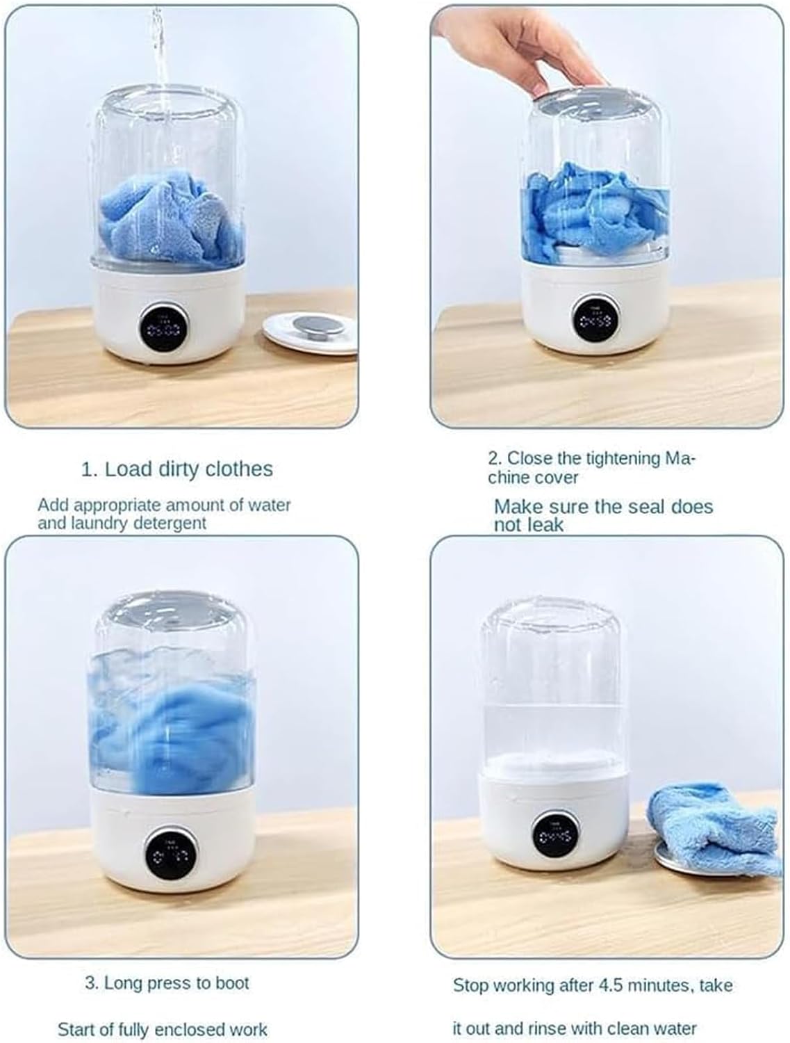 Mini Portable Washing Machine, Smart Laundry Cup Washing Machine, Portable & Rechargeable Mini Washer Machine for Travel Underwear Socks Cordless Cleaner (1)