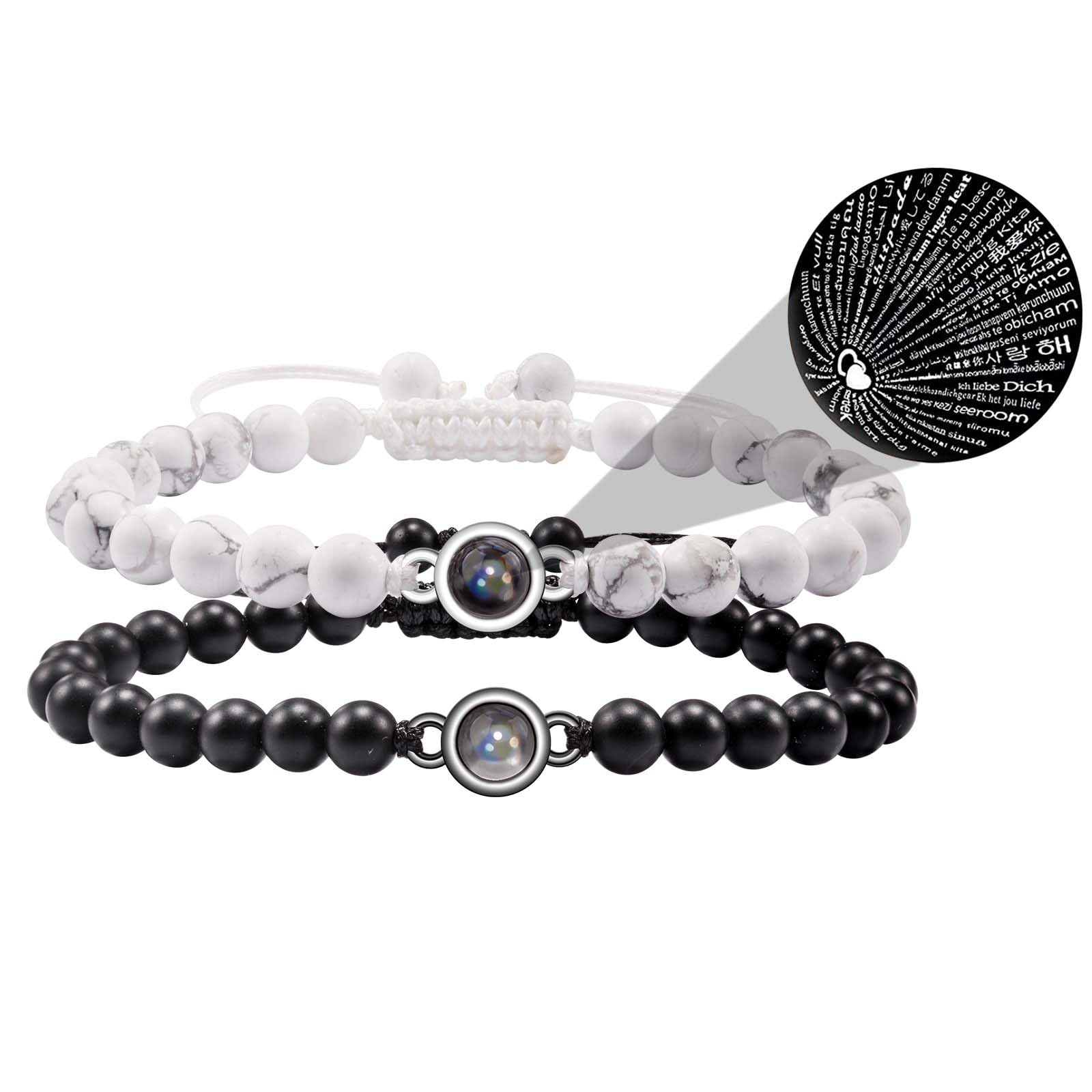 CheersLife FR,Braccialetti Di Coppia Braccialetto Di Proiezione In 100 Lingue